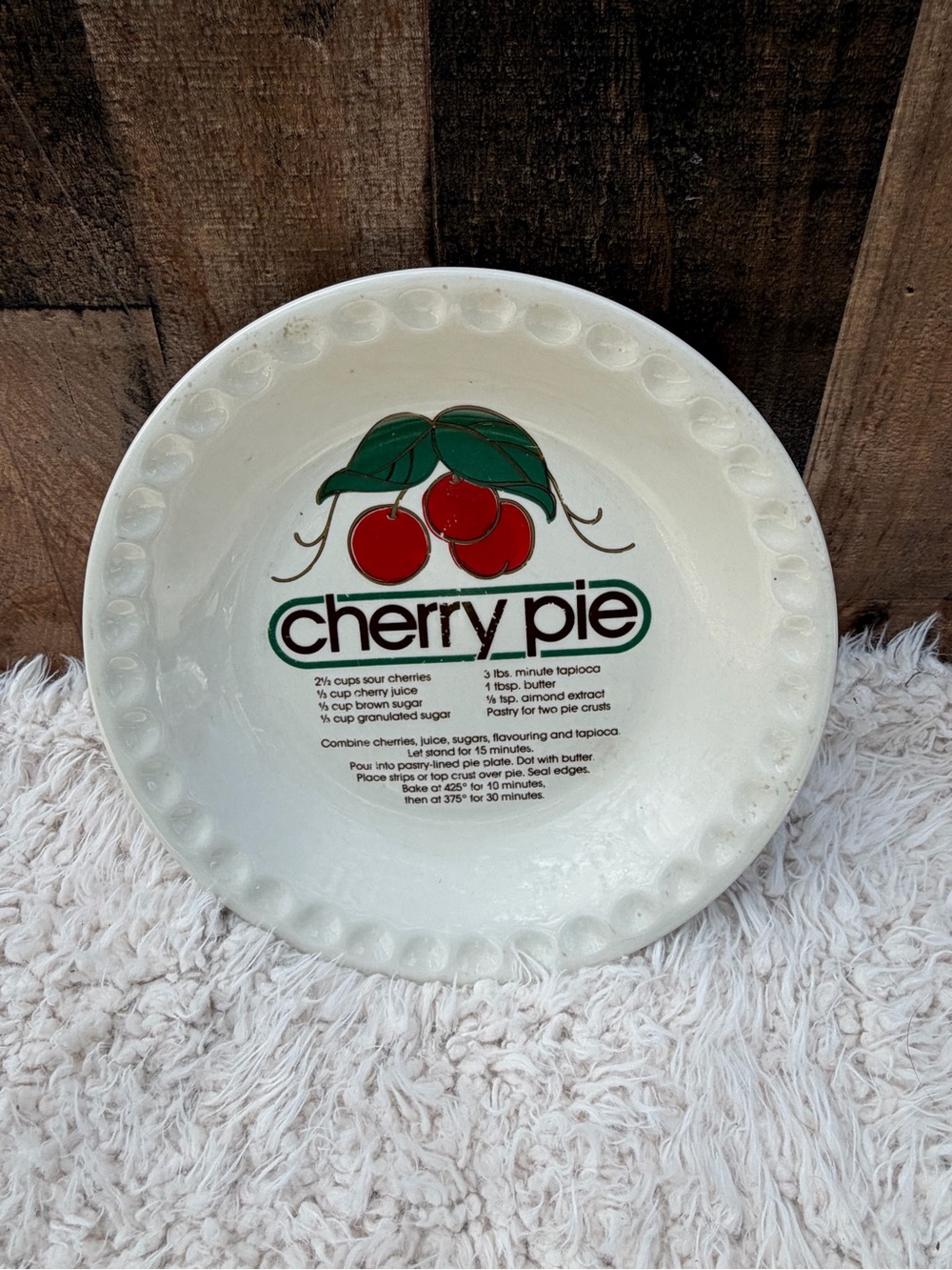 Cherry Pie Ceramic Pie Plate with Cherry Graphic